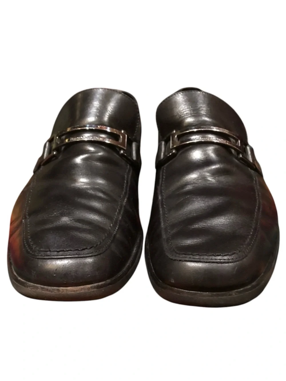 Ermenegildo Zegna Black Leather Buckle Loafers Slip On Dress Shoes Men's 8